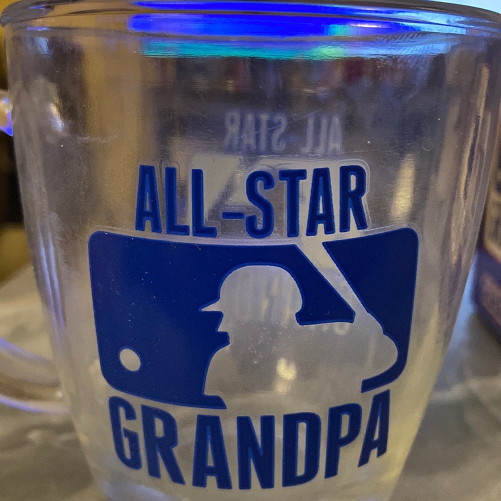 Vintage new all star grandpa glass mug